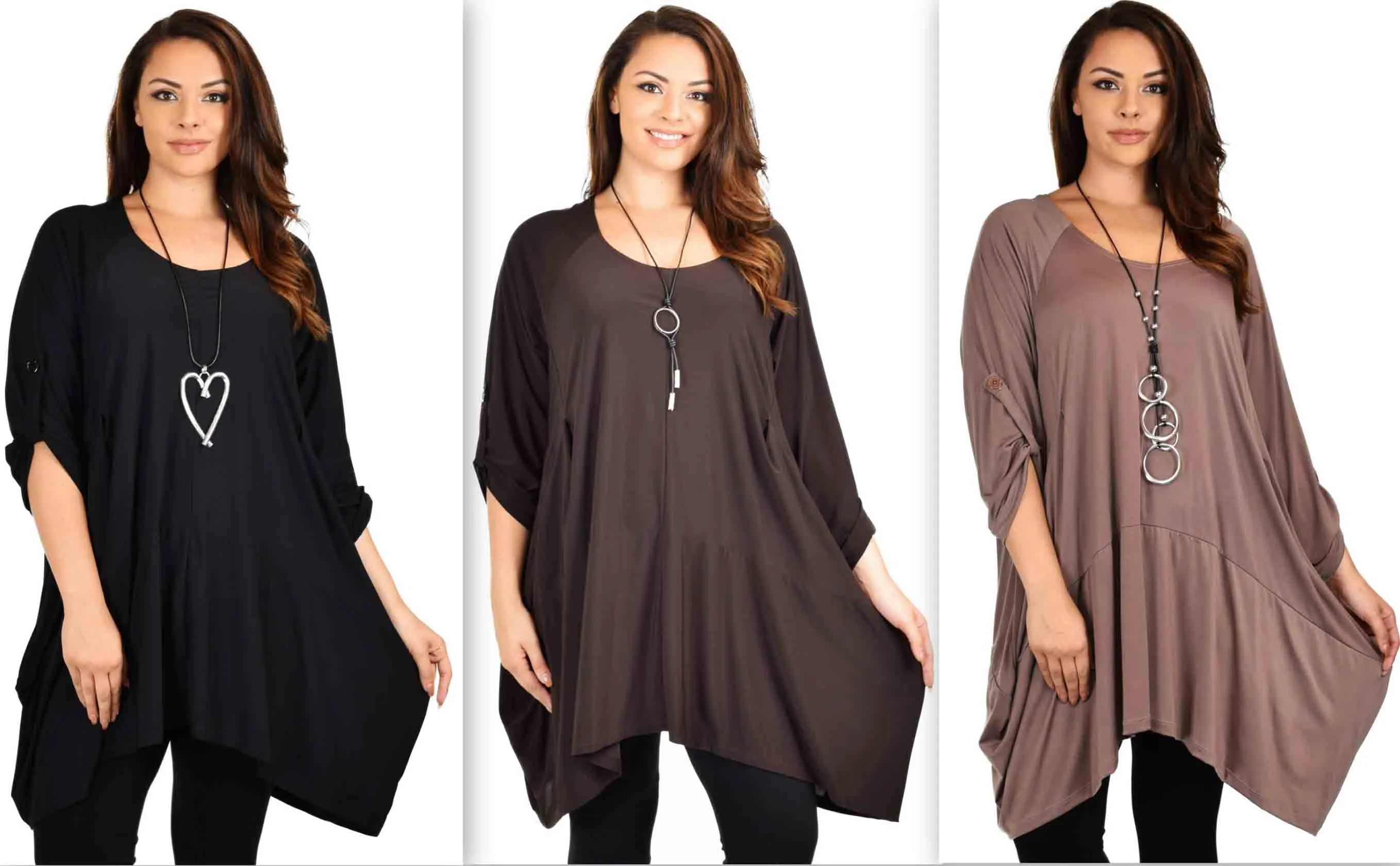 Asymmetrical Lagenlook Tunic, Fishtail Tunic , European inspired Tunic Top w/ Roll Up Sleeves Plus Size