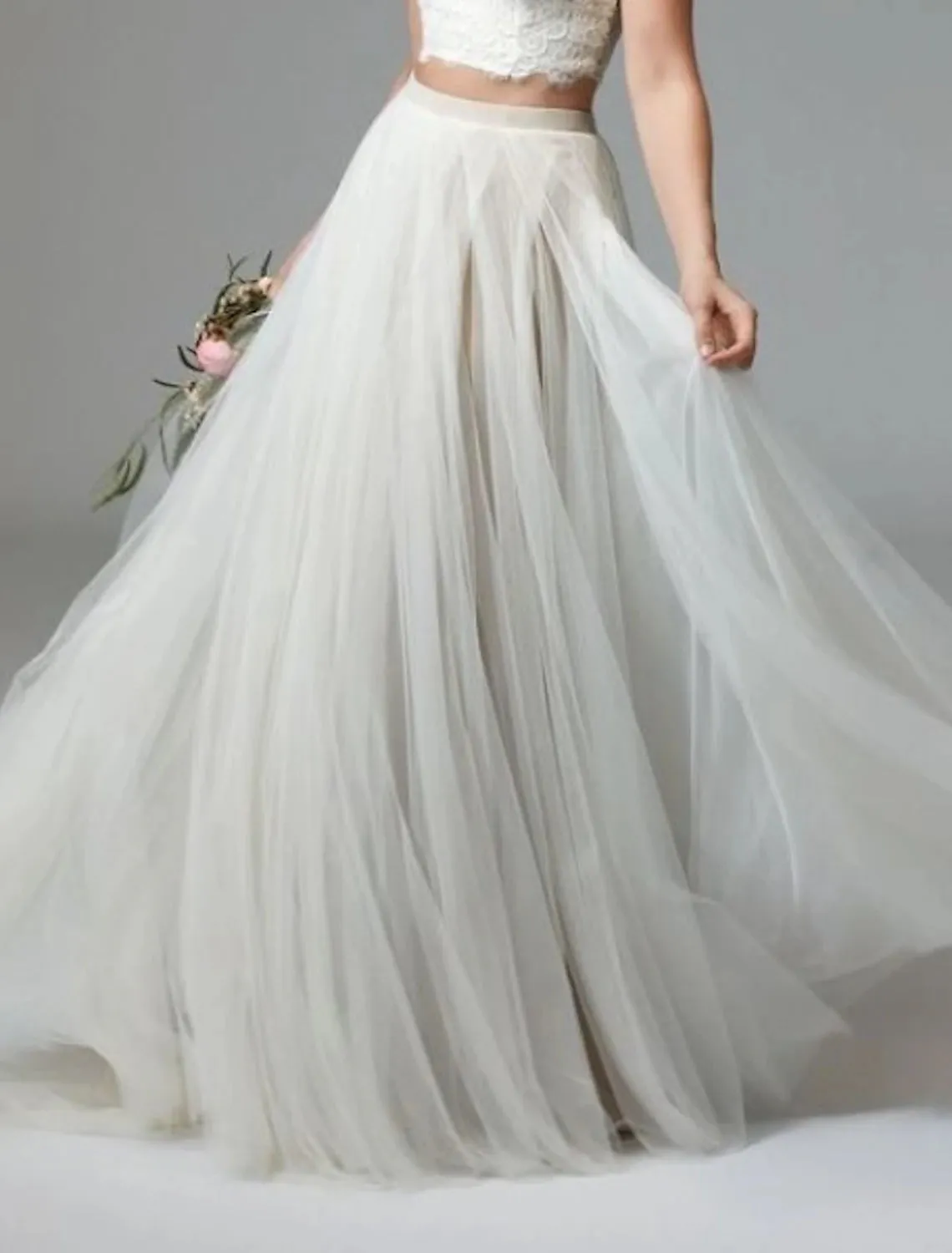 Beach Casual Wedding Dresses A-Line Separates Separates Floor Length Tulle Bridal Skirts Bridal Gowns With Solid Color