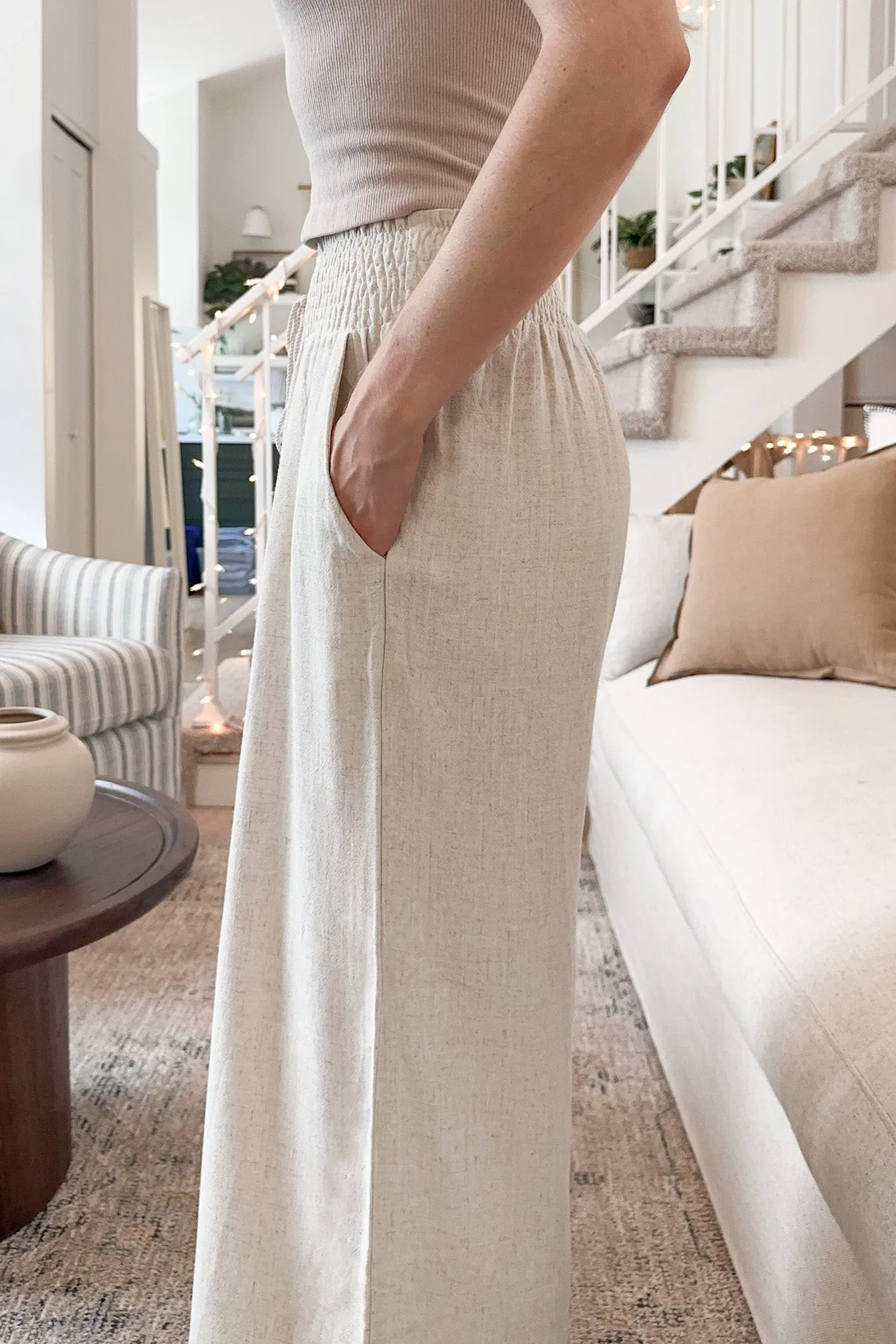 Beckham Linen Blend Pants in Oatmeal