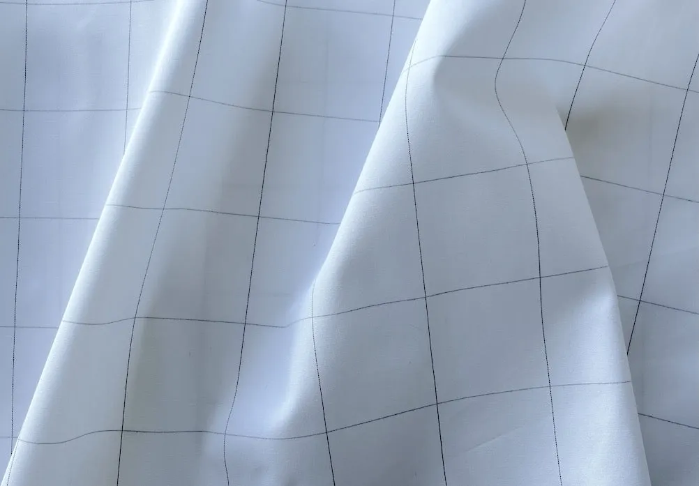 Black & White Windowpane Check Cotton Poplin Shirting (Made in Japan)