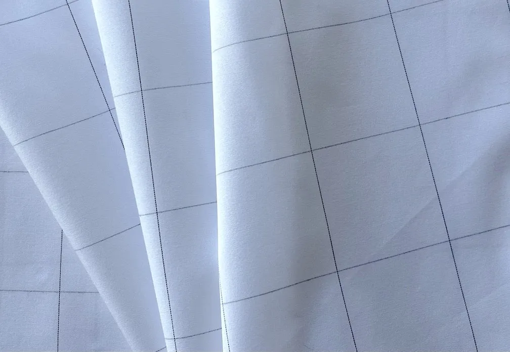 Black & White Windowpane Check Cotton Poplin Shirting (Made in Japan)