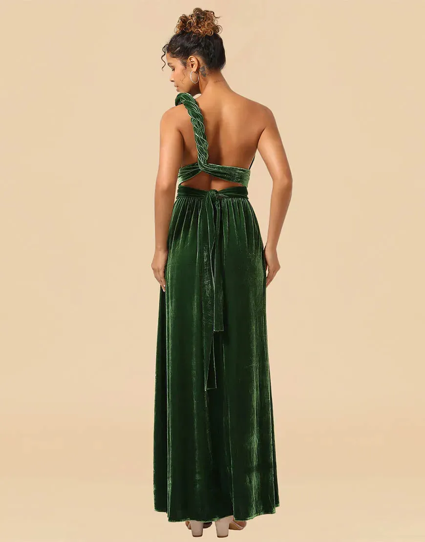 Bridesmaid Dress Convertible Velvet A-line Floor Length