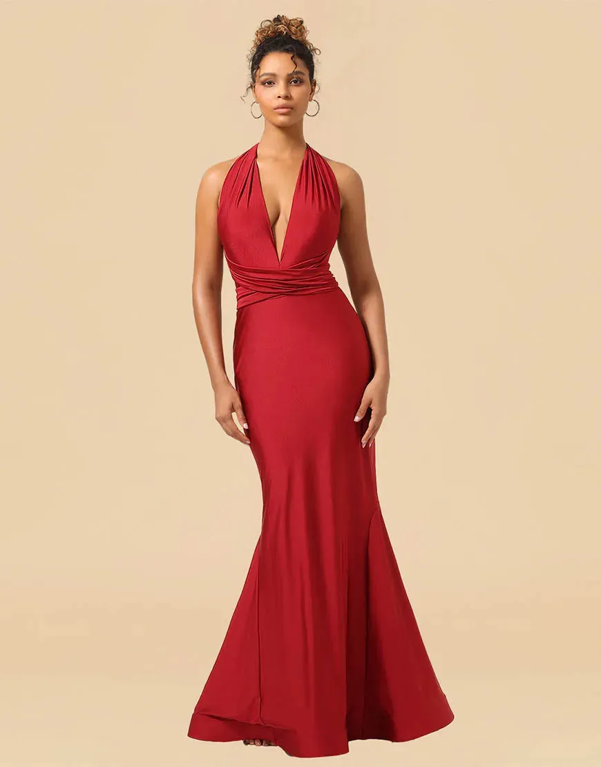 Bridesmaid Dress Mermaid Long Satin Convertible