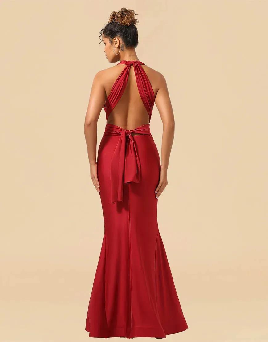 Bridesmaid Dress Mermaid Long Satin Convertible