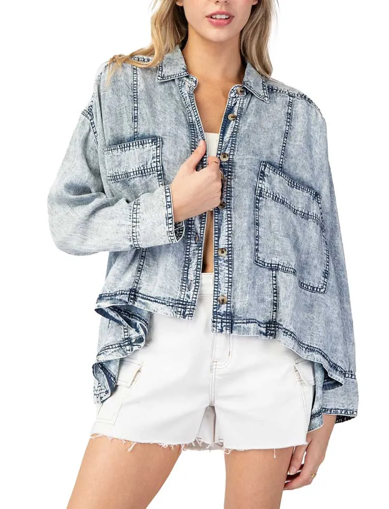 ee:some Snow Washed Button Down Jacket