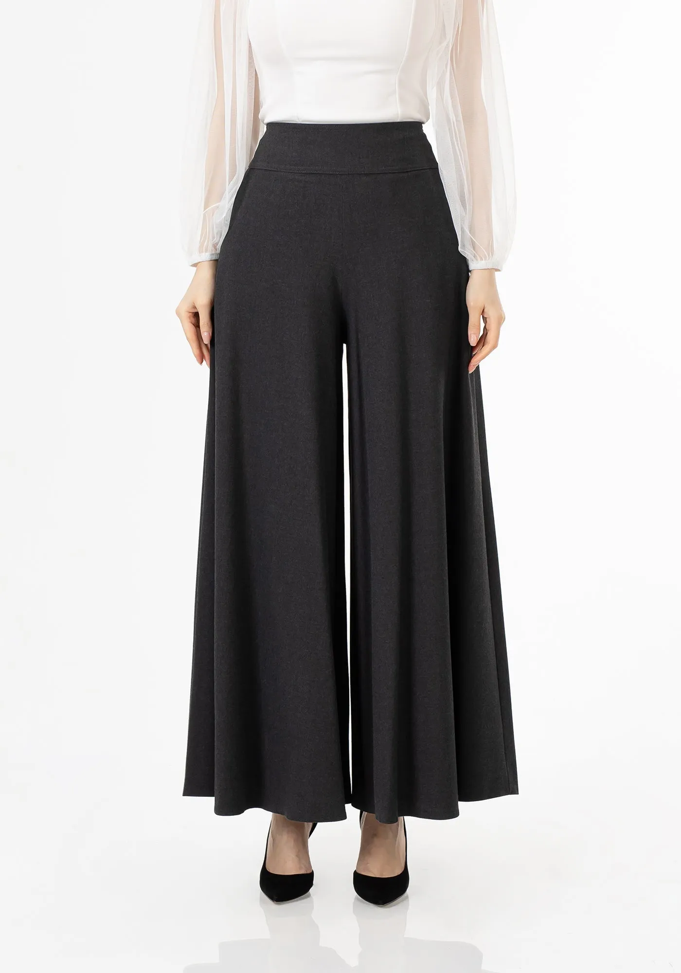 G-Line High Waisted Charcoal Palazzo Pants