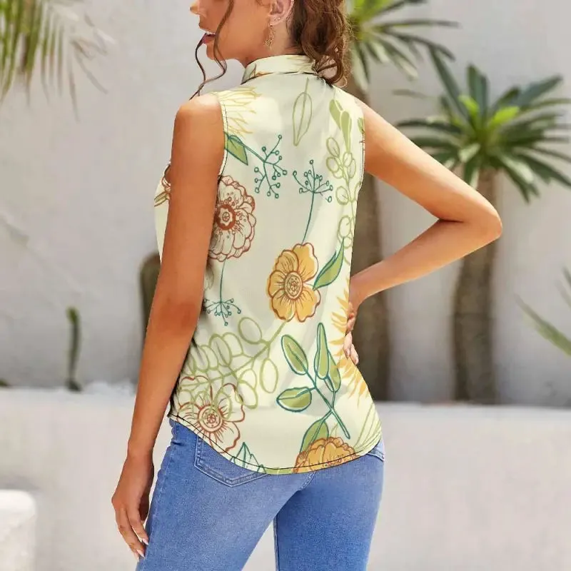 Get Your Sunshine Fix with This Yellow Floral Tie Neck Blouse