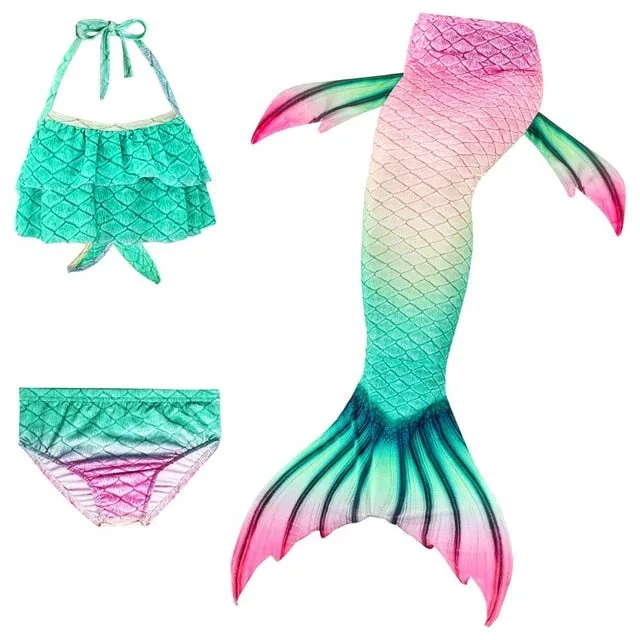 Girls Mermaid Tails Swimming Dresses Cosplay Costume Beach Clothes Little Children Mermaid Swimsuit for Kids Swimmable Costumes