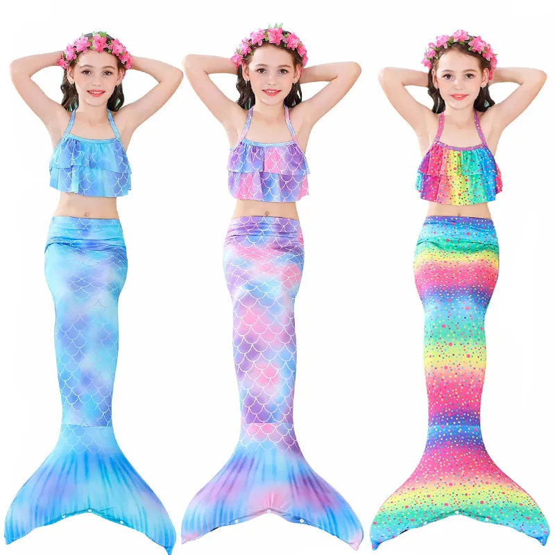 Girls Mermaid Tails Swimming Dresses Cosplay Costume Beach Clothes Little Children Mermaid Swimsuit for Kids Swimmable Costumes