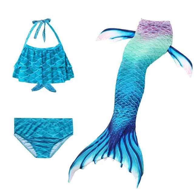 Girls Mermaid Tails Swimming Dresses Cosplay Costume Beach Clothes Little Children Mermaid Swimsuit for Kids Swimmable Costumes