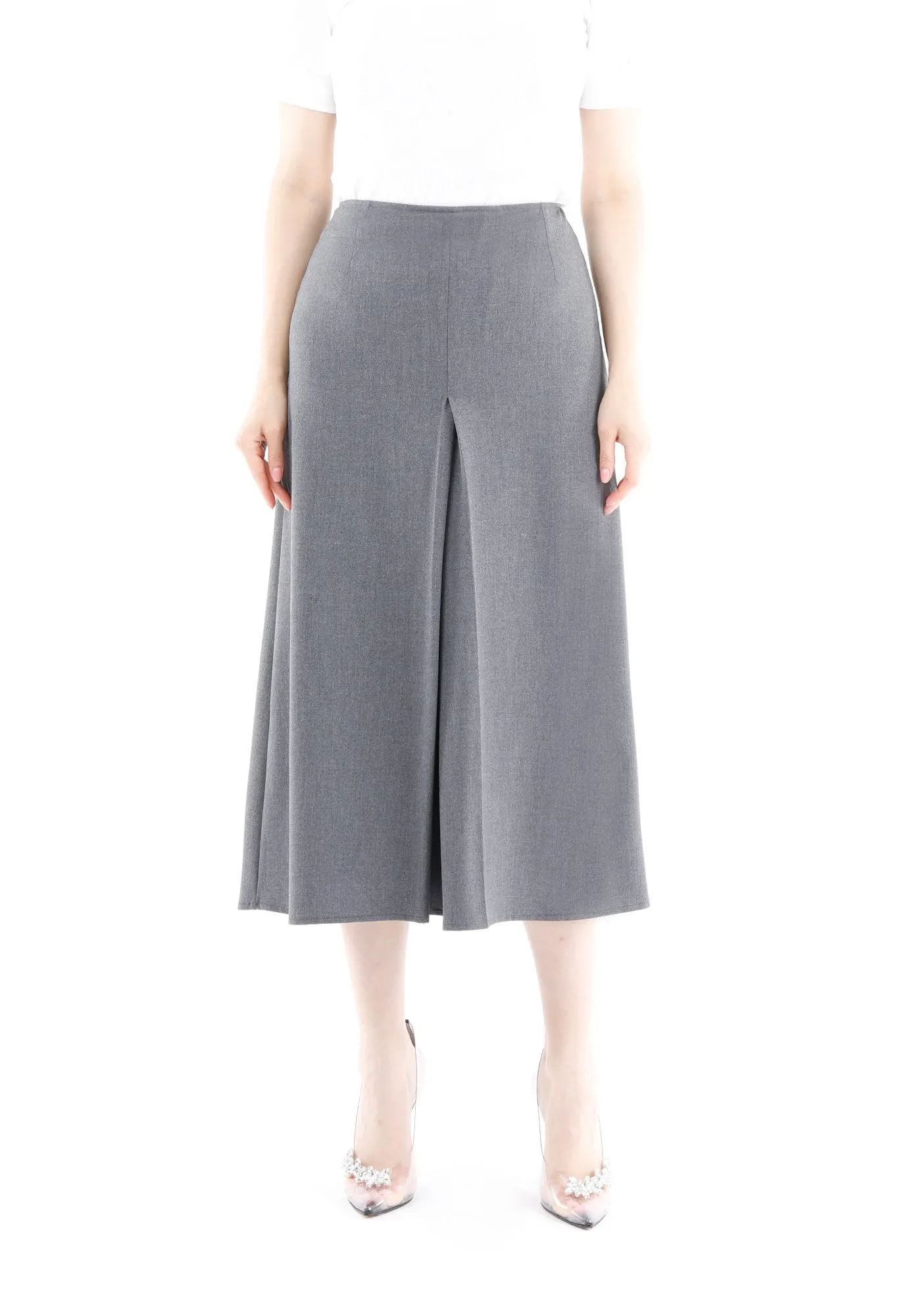 Grey Cropped Palazzo Pants