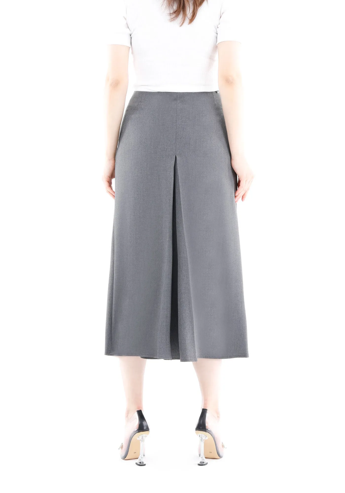Grey Cropped Palazzo Pants