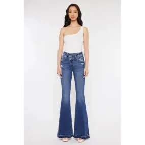 High Rise Cross Over Flare Jeans