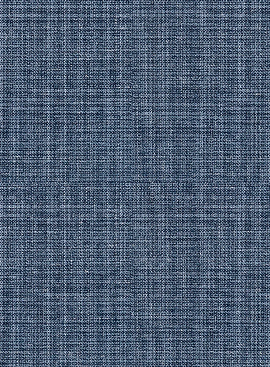 London Loom Blue Abelardo Wool Silk Linen Pants