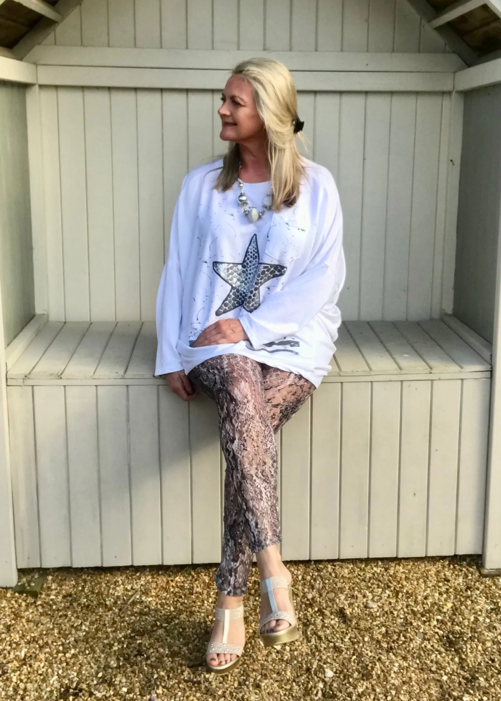 Luxury Lace Leggins in Pink and Grey by Feathers Of Italy One Size