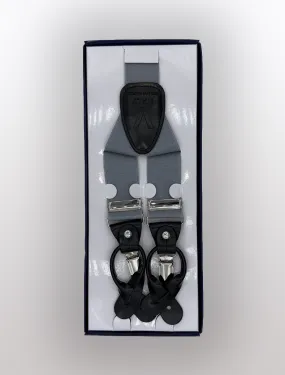 Men's Grey Suspenders | Elastic Button and Clip Convertible