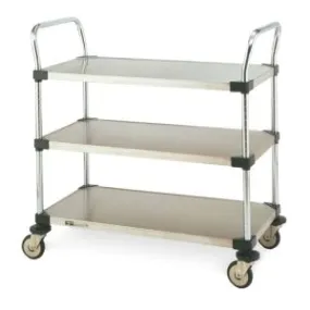 Metro MW205 Utility Cart with 3 Stainless Steel Solid Shelves, 18" x 36"