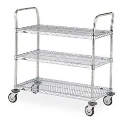 Metro MW702 Utility Cart with 3 Stainless Steel Wire Shelves, 18" x 24"