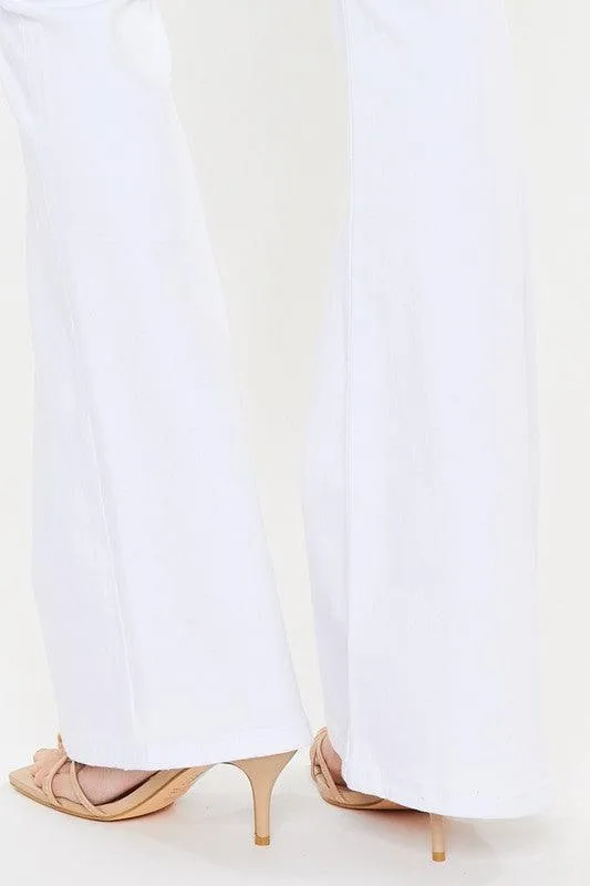 Mid Rise White Flare Jeans