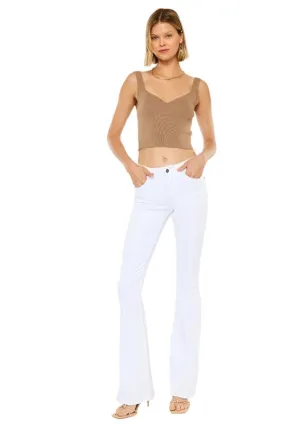 Mid Rise White Flare Jeans