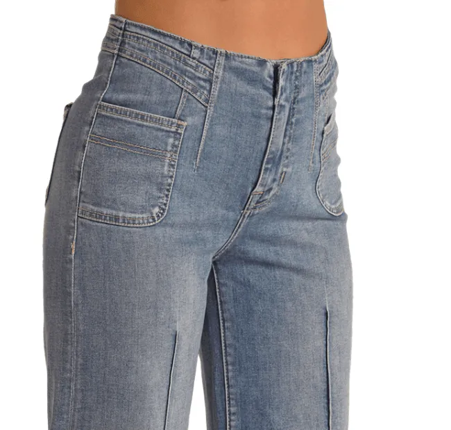 Rock & Roll Cowgirl Women's High Rise Extra Stretch Palazzo Flare Jeans RRWD8HR0SJ