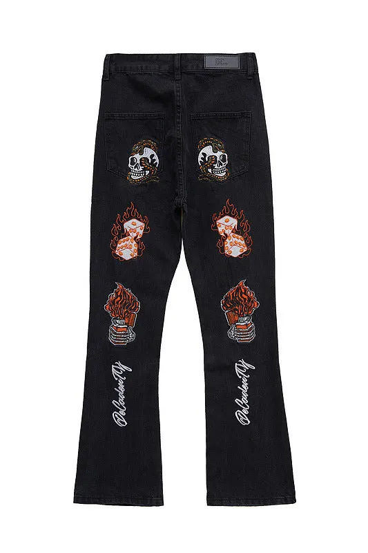 Sneakerhill High Street Embroidery Retro Jeans - 1574