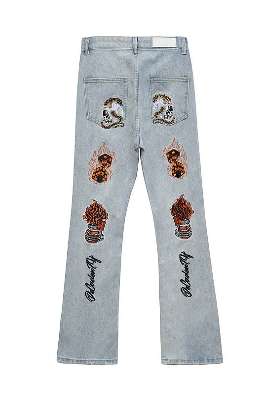 Sneakerhill High Street Embroidery Retro Jeans - 1574