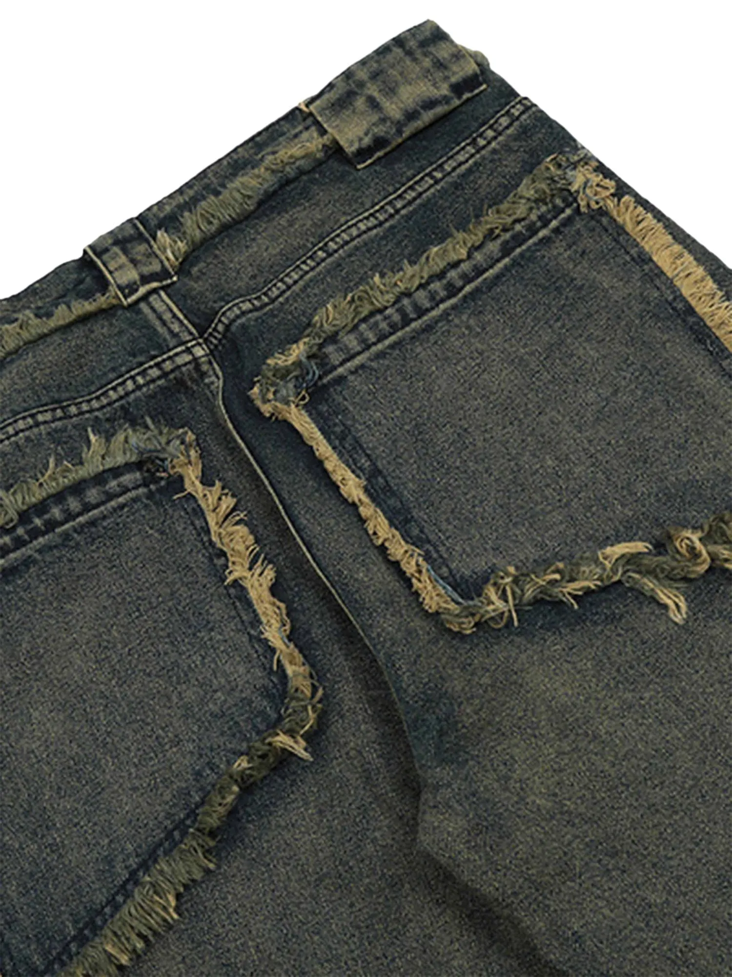 Sneakerhill Old Raw Hem Straight Leg Micro Flare Jeans - 1960
