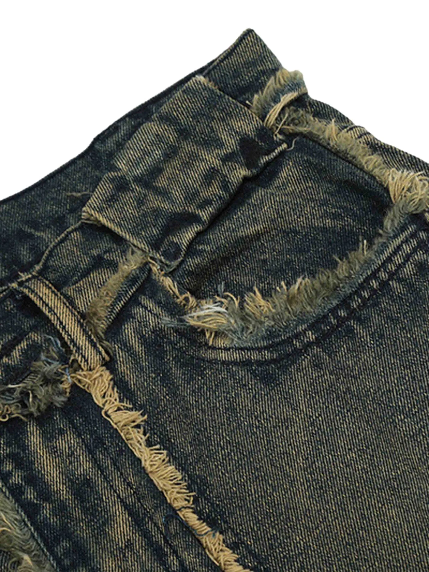 Sneakerhill Old Raw Hem Straight Leg Micro Flare Jeans - 1960