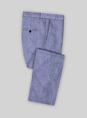Solbiati Blue Houndstooth Linen Pants