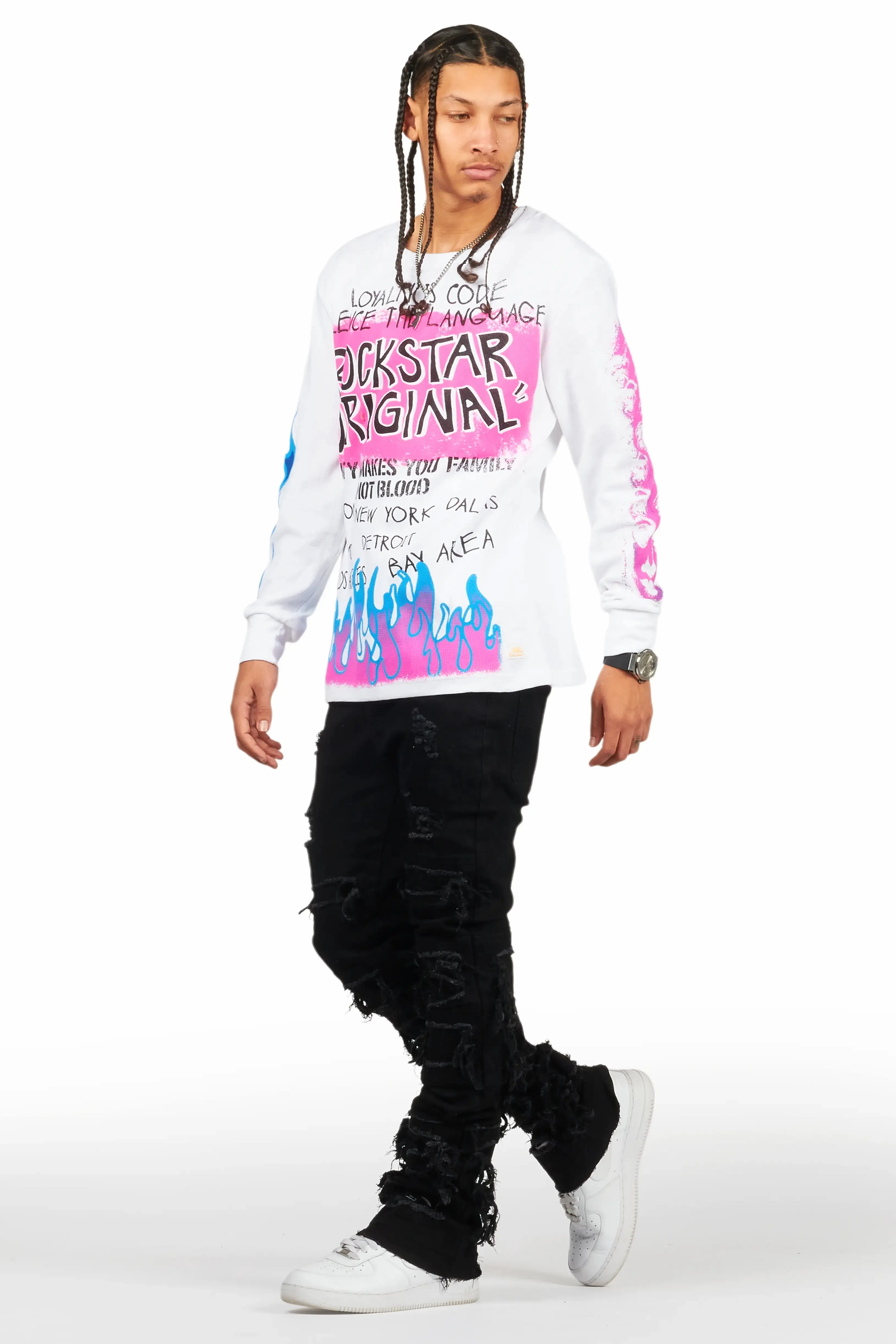Vasco Jet Black Stacked Flare Jean