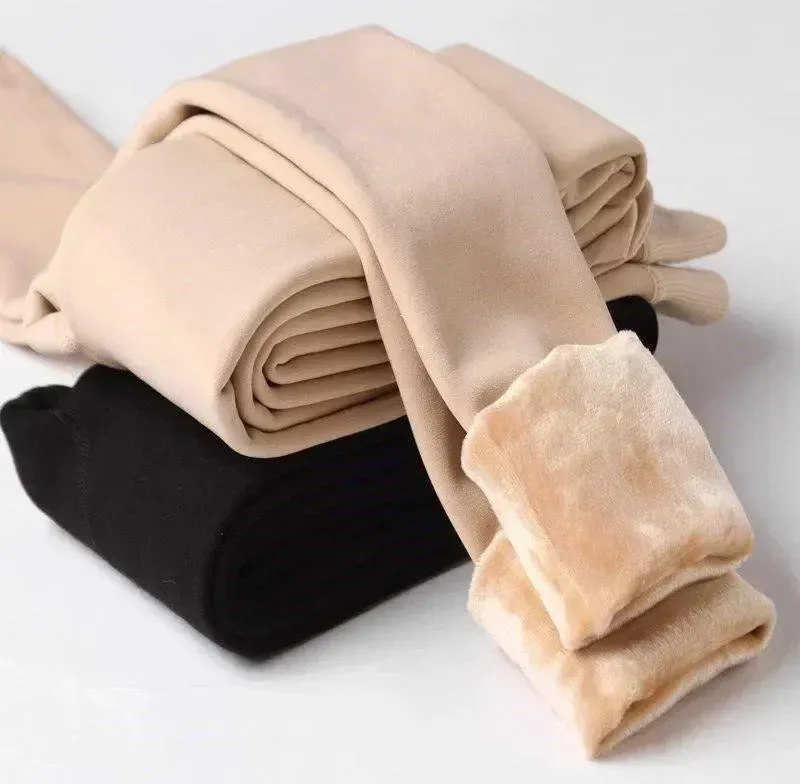 Velvet Fleece Lined Tights Women Thermal Pantyhose for Women Winter Panty Polar Skin Black Effect Stockings Women's Thermal Sock