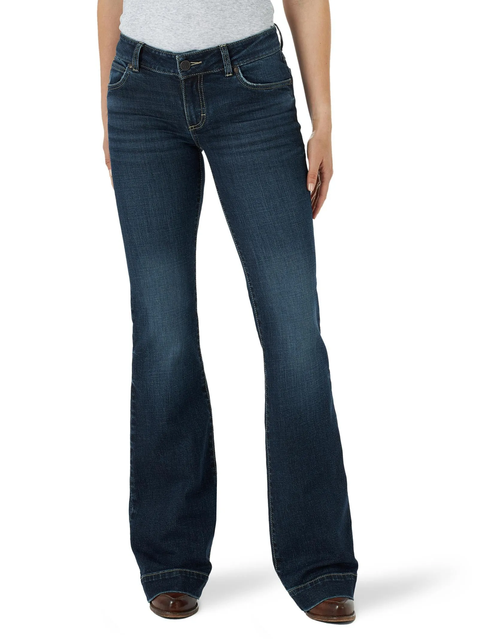 Wrangler Womens Retro Mae Mid Rise Flare Leg Jeans