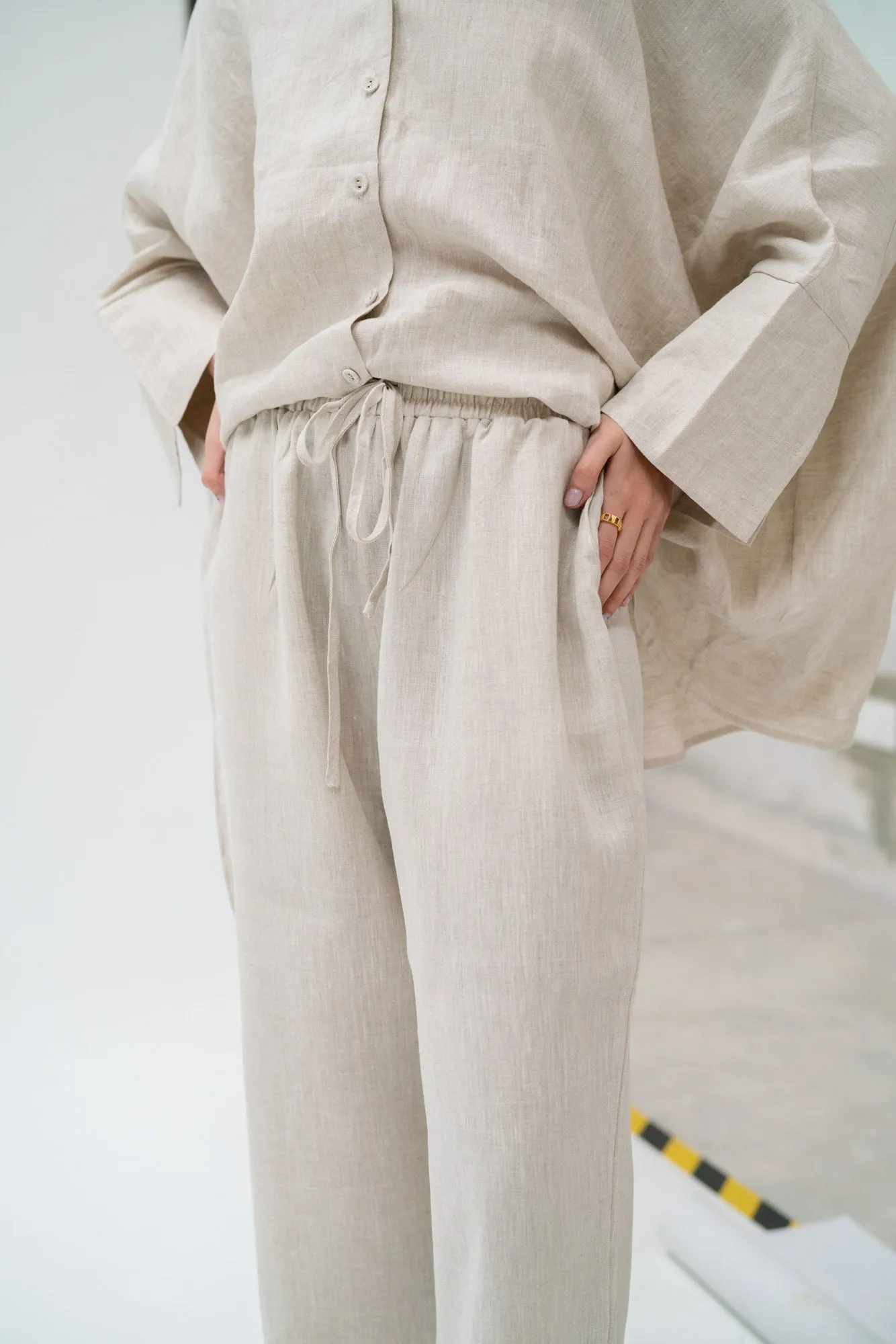 Zoe Linen Pants in Sand